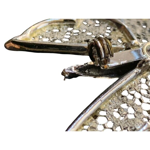 Vintage Silver Tone Butterfly Brooch With Intricate Filigree Wings (1128) - Picture 6 of 6